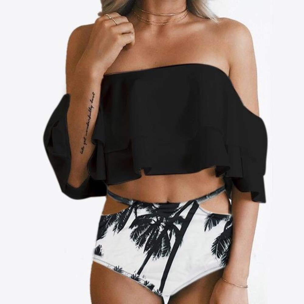 Off the Shoulder Bathing Suit Palms